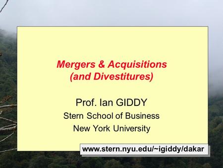 Mergers & Acquisitions (and Divestitures)