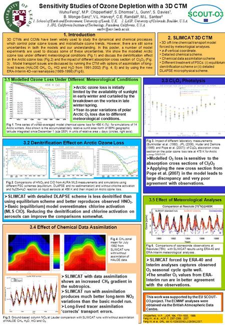 . Sensitivity Studies of Ozone Depletion with a 3D CTM Wuhu Feng 1, M.P. Chipperfield 1, S. Dhomse 1, L. Gunn 1, S. Davies 1, B. Monge-Sanz 1, V.L. Harvey.