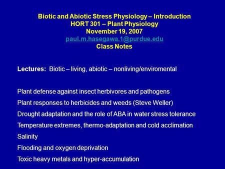 Biotic and Abiotic Stress Physiology – Introduction