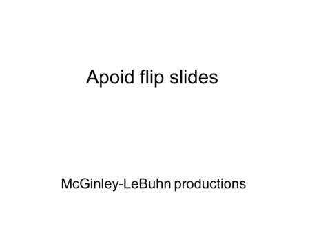 Apoid flip slides McGinley-LeBuhn productions. The first slide is a photograph The second slide identifies the previous photograph.