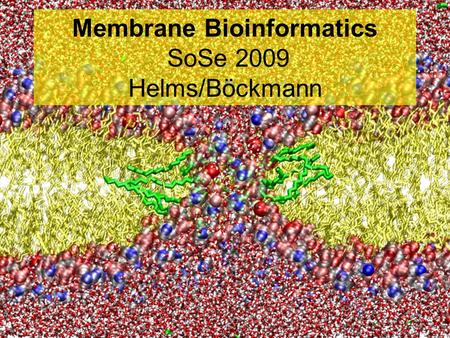 Membrane Bioinformatics SoSe 2009 Helms/Böckmann