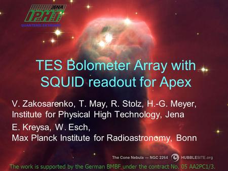 TES Bolometer Array with SQUID readout for Apex