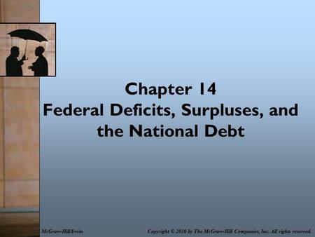 Chapter 14 Federal Deficits, Surpluses, and the National Debt Copyright © 2010 by The McGraw-Hill Companies, Inc. All rights reserved.McGraw-Hill/Irwin.
