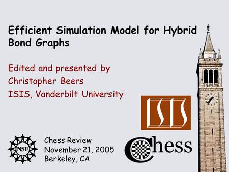 Chess Review November 21, 2005 Berkeley, CA Edited and presented by Efficient Simulation Model for Hybrid Bond Graphs Christopher Beers ISIS, Vanderbilt.