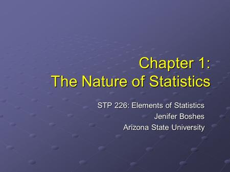 Chapter 1: The Nature of Statistics