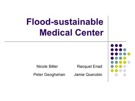 Flood-sustainable Medical Center Nicole BitlerRacquel Enad Peter Geoghehan Jamie Querubin.