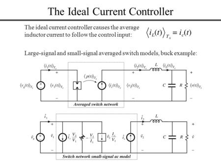The Ideal Current Controller The ideal current controller causes the average inductor current to follow the control input: Large-signal and small-signal.
