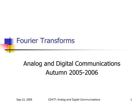 Autumn Analog and Digital Communications Autumn