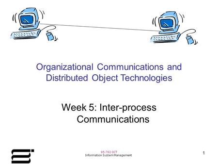 95-702 OCT Information System Management 1 Organizational Communications and Distributed Object Technologies Week 5: Inter-process Communications.