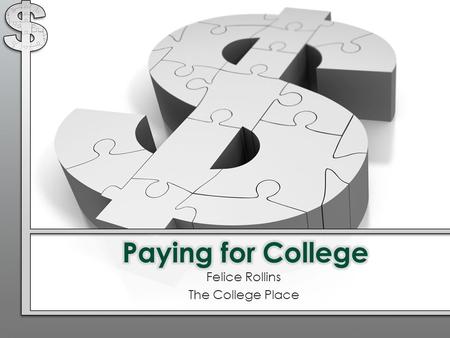 Felice Rollins The College Place. Financial aid application process Definitions Types and sources of financial aid Questions 1 2 3 4 Topics We Will Discuss.