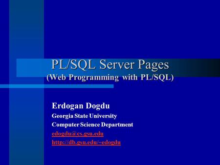 PL/SQL Server Pages (Web Programming with PL/SQL)