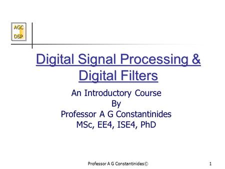 Digital Signal Processing & Digital Filters