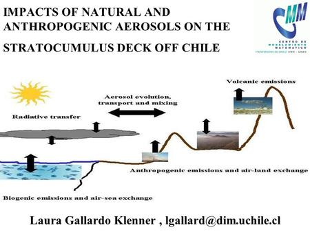 LGK LOA May2004 Laura Gallardo Klenner, IMPACTS OF NATURAL AND ANTHROPOGENIC AEROSOLS ON THE STRATOCUMULUS DECK OFF CHILE.