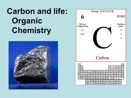 Carbon and life: Organic Chemistry. Organic Chemistry is scary.