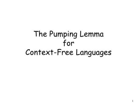 1 The Pumping Lemma for Context-Free Languages. 2 Take an infinite context-free language Example: Generates an infinite number of different strings.