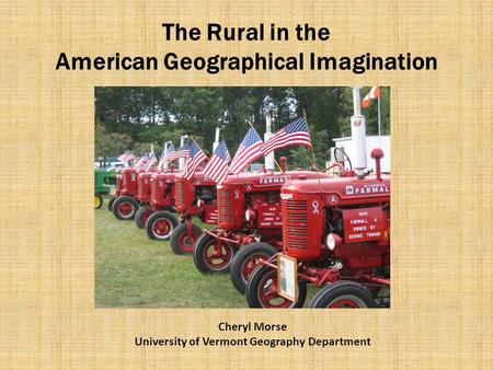 The Rural in the American Geographical Imagination