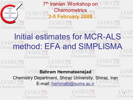 Initial estimates for MCR-ALS method: EFA and SIMPLISMA