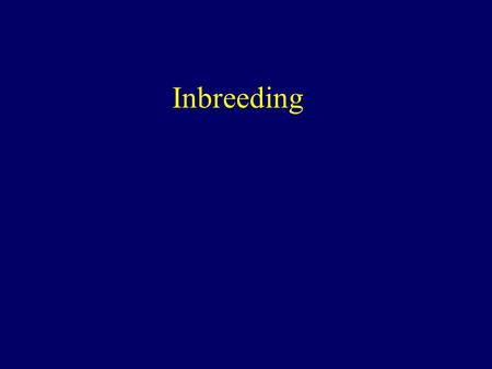 Inbreeding. inbreeding coefficient F – probability that given alleles are identical by descent - note: homozygotes may arise in population from unrelated.