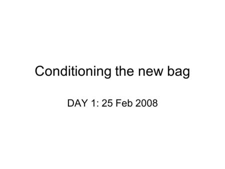 Conditioning the new bag DAY 1: 25 Feb 2008. Particle number concentration (wcpc 3786) Lights on at 15:58.