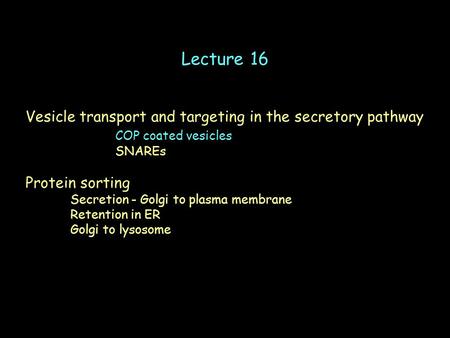 Lecture 16 Vesicle transport and targeting in the secretory pathway