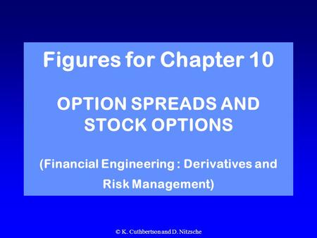 © K. Cuthbertson and D. Nitzsche Figures for Chapter 10 OPTION SPREADS AND STOCK OPTIONS (Financial Engineering : Derivatives and Risk Management)