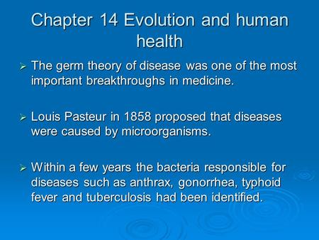 Chapter 14 Evolution and human health