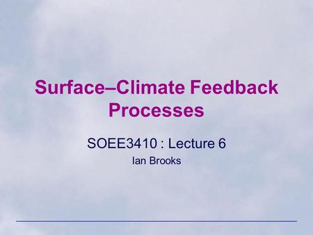 Surface–Climate Feedback Processes