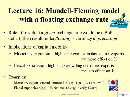Lecture 16: Mundell-Fleming model with a floating exchange rate