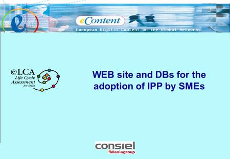 WEB site and DBs for the adoption of IPP by SMEs.