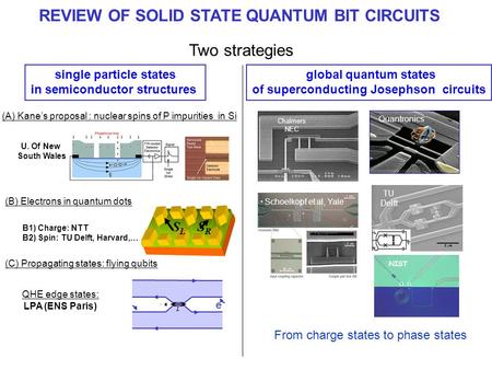 REVIEW OF SOLID STATE QUANTUM BIT CIRCUITS