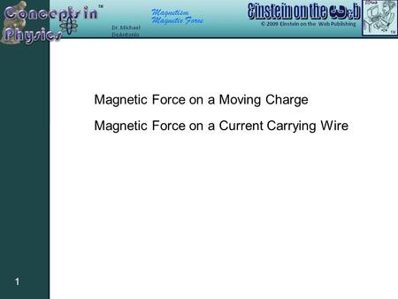 Magnetism Magnetic Force 1 Magnetic Force on a Moving Charge Magnetic Force on a Current Carrying Wire.