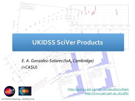 UKIDSS SciVer Products E. A. Gonzalez-Solares (IoA, Cambridge) (+CASU)   UKIDSS SV.