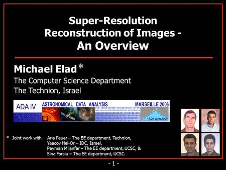 Super-Resolution Reconstruction of Images -