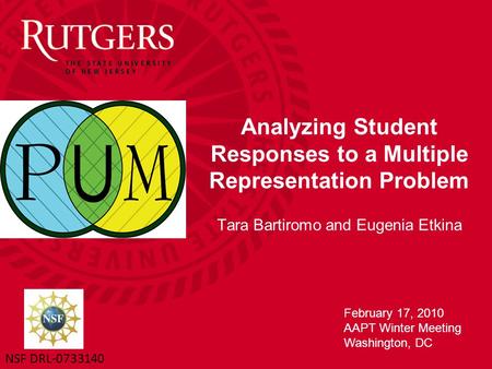 Analyzing Student Responses to a Multiple Representation Problem