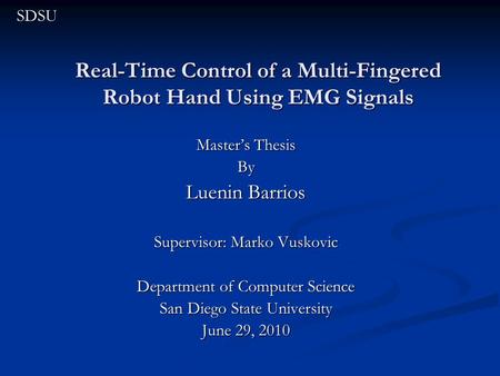 Real-Time Control of a Multi-Fingered Robot Hand Using EMG Signals