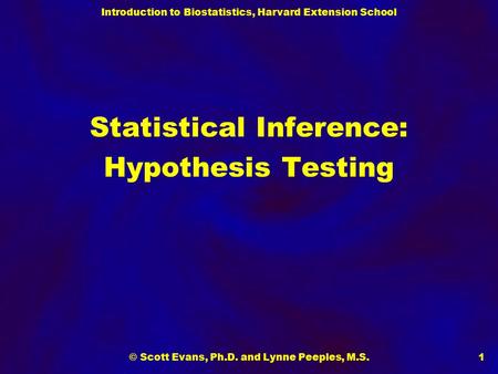 Statistical Inference: Hypothesis Testing