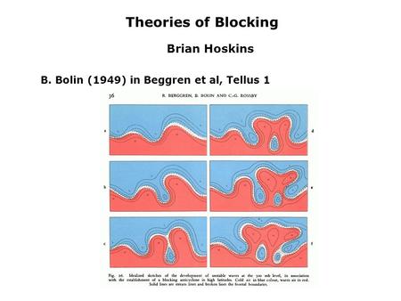 Theories of Blocking Brian Hoskins B. Bolin (1949) in Beggren et al, Tellus 1.