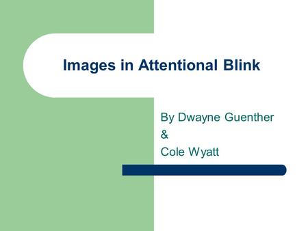 Images in Attentional Blink By Dwayne Guenther & Cole Wyatt.