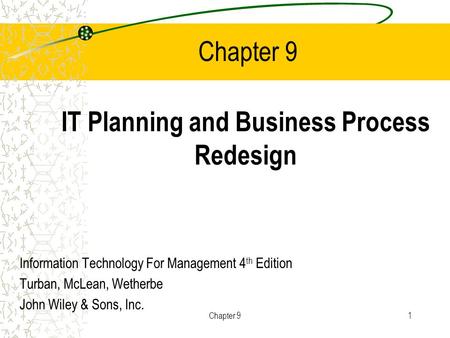 IT Planning and Business Process Redesign