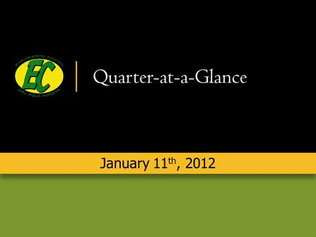 Quarter-at-a-Glance January 11 th, 2012. Alex Bielawiec President.