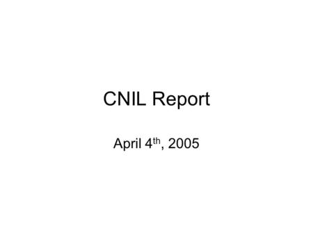 CNIL Report April 4 th, 2005. CNIL Report (Apr 4 th, 2005) Two Major Goals: –Improvement of Instructional Services –Strengthening research IT infrastructure.