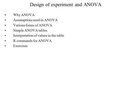 Design of experiment and ANOVA