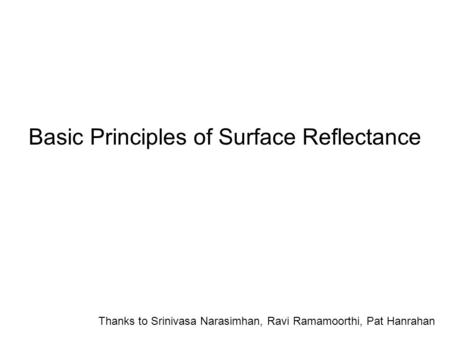 Basic Principles of Surface Reflectance
