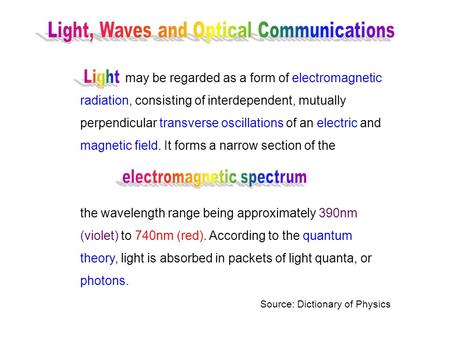 May be regarded as a form of electromagnetic radiation, consisting of interdependent, mutually perpendicular transverse oscillations of an electric and.