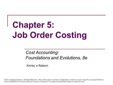 Chapter 5: Job Order Costing