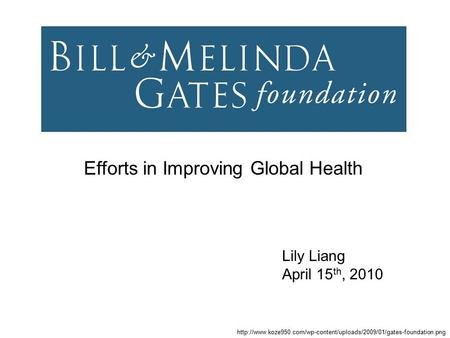 Efforts in Improving Global Health Lily Liang April 15 th, 2010