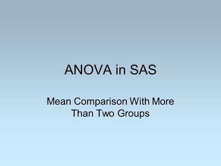 Mean Comparison With More Than Two Groups