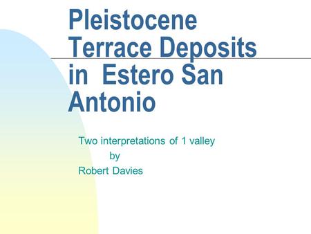 Pleistocene Terrace Deposits in Estero San Antonio Two interpretations of 1 valley by Robert Davies.