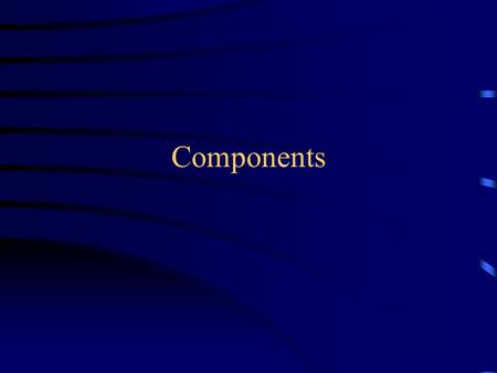 Components. Types of Components Button Canvas Checkbox Choice Label List Scrollbar TextComponent –TextArea –TextField.