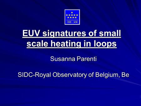 EUV signatures of small scale heating in loops Susanna Parenti SIDC-Royal Observatory of Belgium, Be.